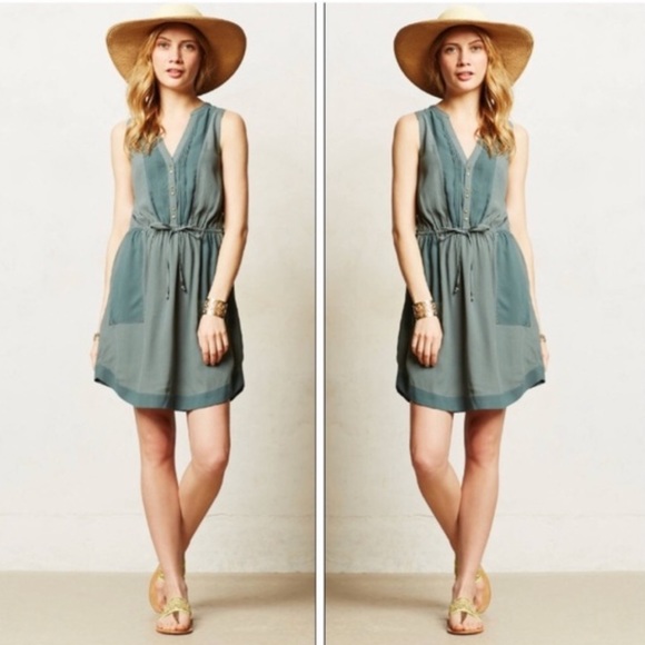 Anthropologie Dresses & Skirts - Anthropologie Maeve Teal Drawstring Boho Dress